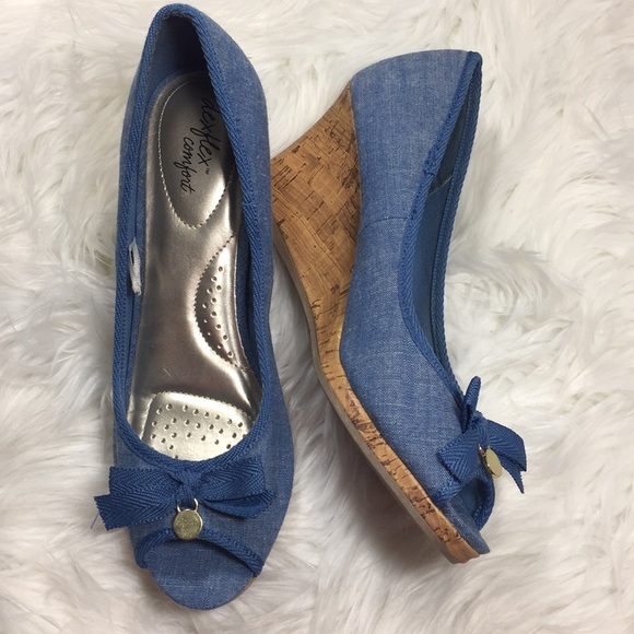 dexflex comfort Shoes - Dexflex Comfort Denim Cork Wedge 8.5
